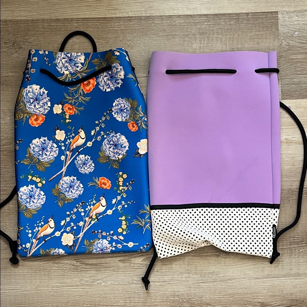 Two triangl drawstring bags